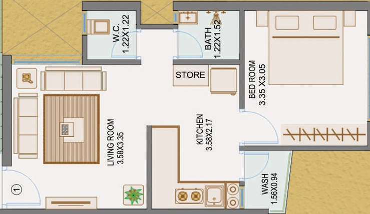 1 BHK Flat in Ajit Ishwar Krupa Residency in Jahangirabad, Surat - Image 589861