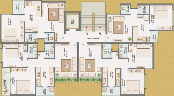 Floor Plan of Ajit Ishwar Krupa Residency in Jahangirabad, Surat - Image 71686