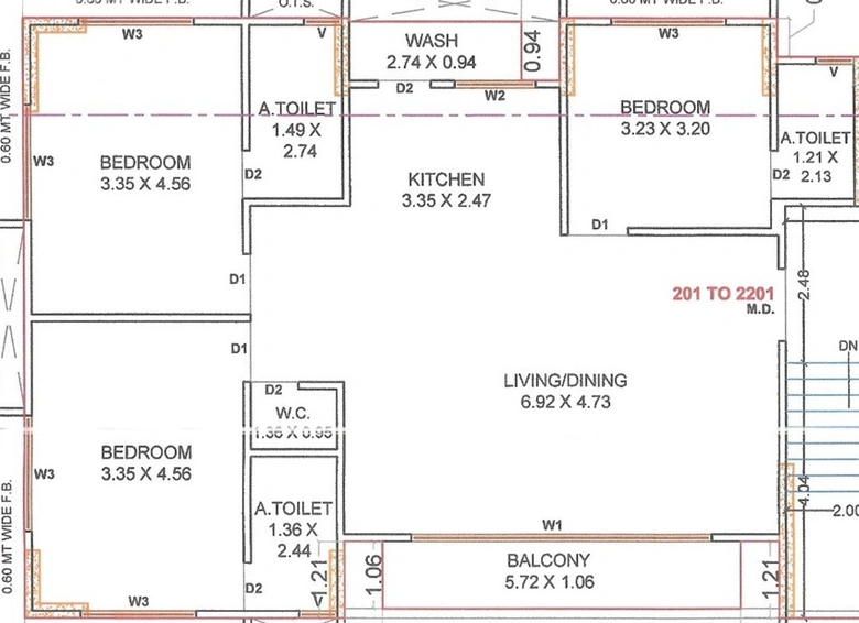 3 BHK Flat in Modern Palm Rivera Heights Divine in Singanpor, Surat - Image 589824