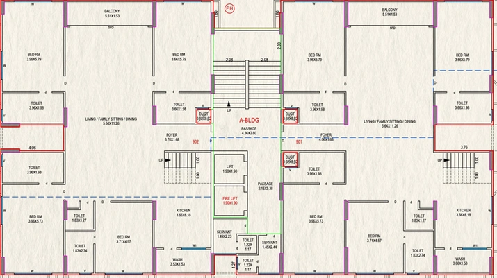 Floor Plan of Unison Crest in Vesu, Surat - Image 71620