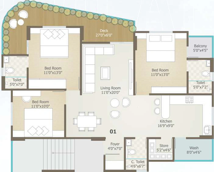 3 BHK Flat in Samanvay Sapphire in Vemali, Vadodara - Image 588017
