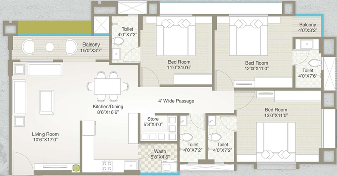 3 BHK Flat in Samanvay Samipya in Harni, Vadodara - Image 587836
