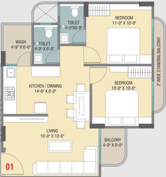 2 BHK Flat in Samanvay Symphony in Waghodia Road, Vadodara - Image 698680
