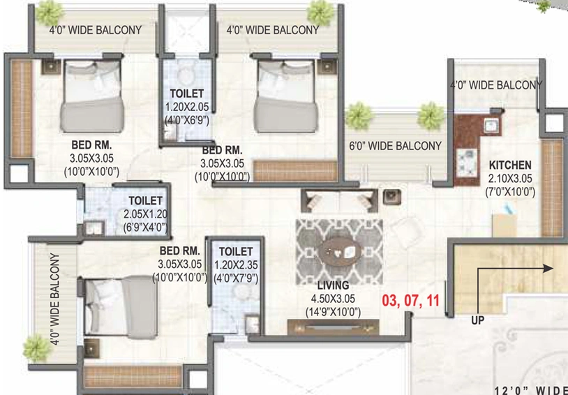 3 BHK Flat in Karda Hari Sparsh 3 in Deolali Gaon, Nashik - Image 591809