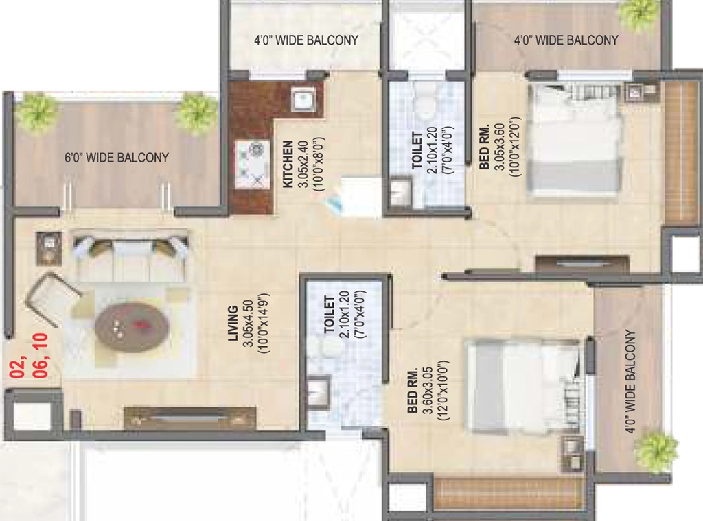 2 BHK Flat in Karda Hari Sparsh 3 in Deolali Gaon, Nashik - Image 591808