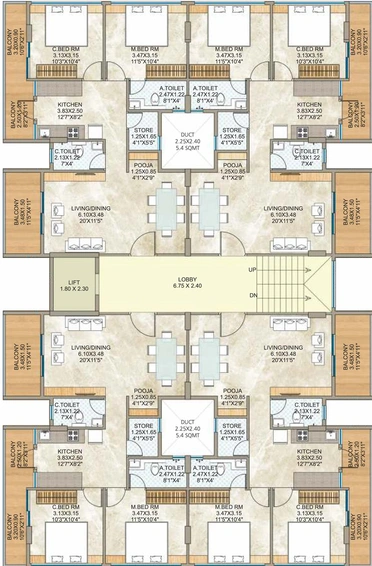 Floor Plan of Mahalakshmi Divine Heights in Parijat Nagar, Nashik - Image 72370
