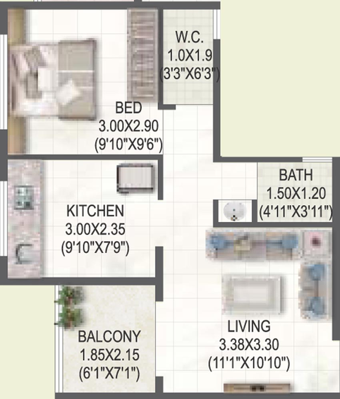 1 BHK Flat in Roongta Shree Tirumala Gulmohar in Makhmalabad, Nashik - Image 585846