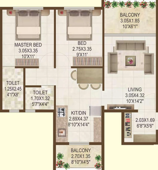 2 BHK Flat in Roongta Shree Tirumala Luxuria in Gangapur Road, Nashik - Image 590426