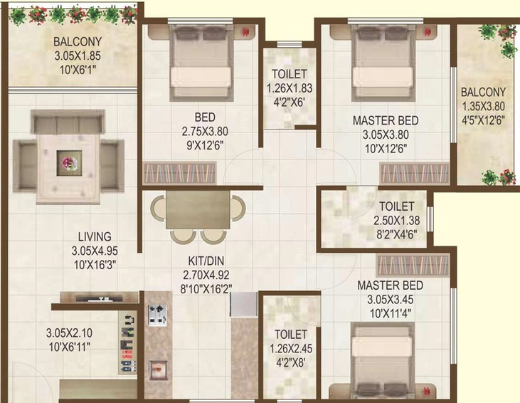 3 BHK Flat in Roongta Shree Tirumala Luxuria in Gangapur Road, Nashik - Image 590427