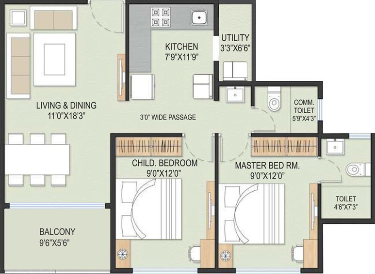 2 BHK Flat in Samraat Gokuldham in Panchavati, Nashik - Image 585990