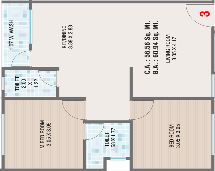 2 BHK Flat in Nawab Heritage in Udhana Darwaja, Surat - Image 589847