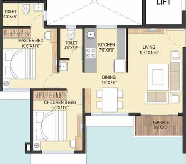 3 BHK Flat in Samraat Symphony in Pathardi Phata, Nashik - Image 591451
