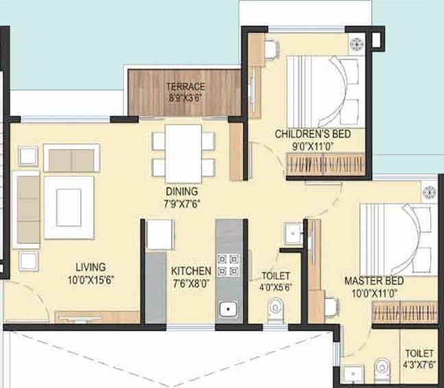2 BHK Flat in Samraat Symphony in Pathardi Phata, Nashik - Image 591450