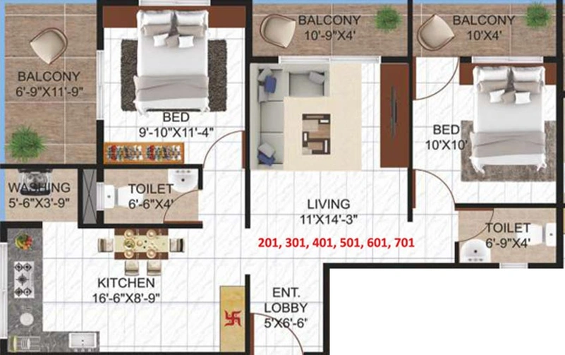 2 BHK Flat in Shubham Ramkunj Apartment in Pathardi Phata, Nashik - Image 586498