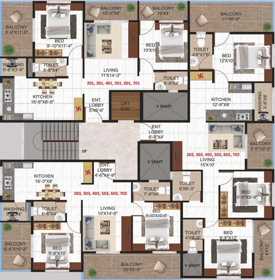 Floor Plan of Shubham Ramkunj Apartment in Pathardi Phata, Nashik - Image 70564