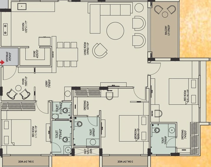 3 BHK Flat in Vastu City Rameshwaram Phase 2 in Bicholi Mardana, Indore - Image 596452
