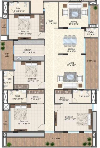 4 BHK Flat in Jhaveri Silver Veda in Manorama Ganj, Indore - Image 596386