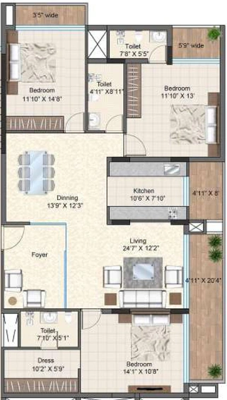 3 BHK Flat in Jhaveri Silver Veda in Manorama Ganj, Indore - Image 596383