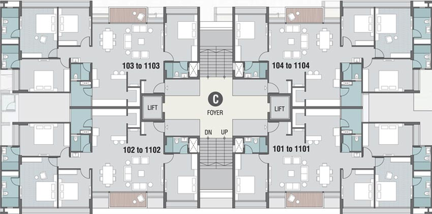 Floor Plan of Shree Siddhi Ganesh Legacy in Vaishnodevi Circle, Ahmedabad - Image 71798