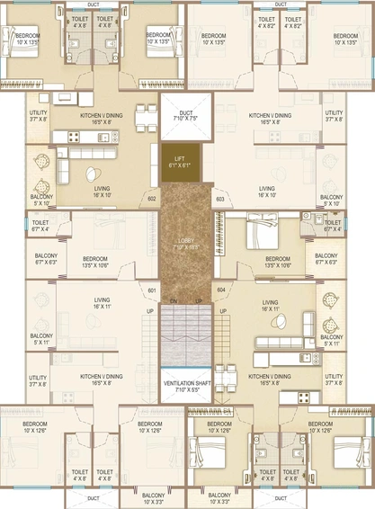 Floor Plan of Kanaklaxmi Pride Apartment in Govind Nagar, Nashik - Image 71992