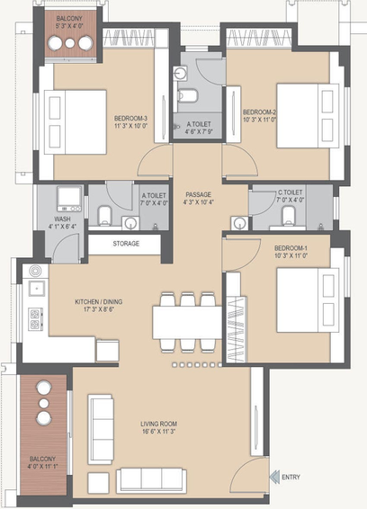 3 BHK Flat in Krrish Vraj Central Vista in Indira Nagar, Nashik - Image 774095