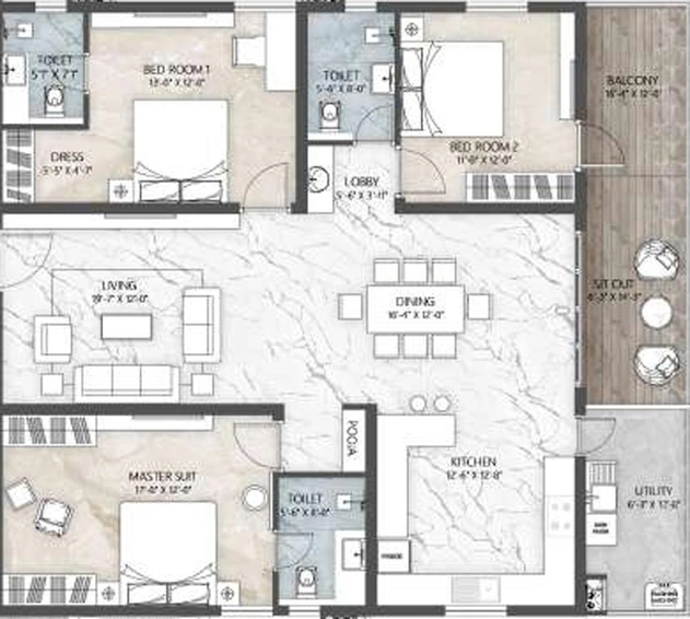 3 BHK Flat in Trishala Trilok in Rajendra Nagar, Hyderabad - Image 595083
