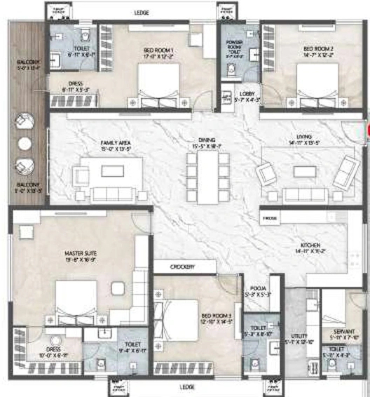 4 BHK Flat in Trishala Trilok in Rajendra Nagar, Hyderabad - Image 595084
