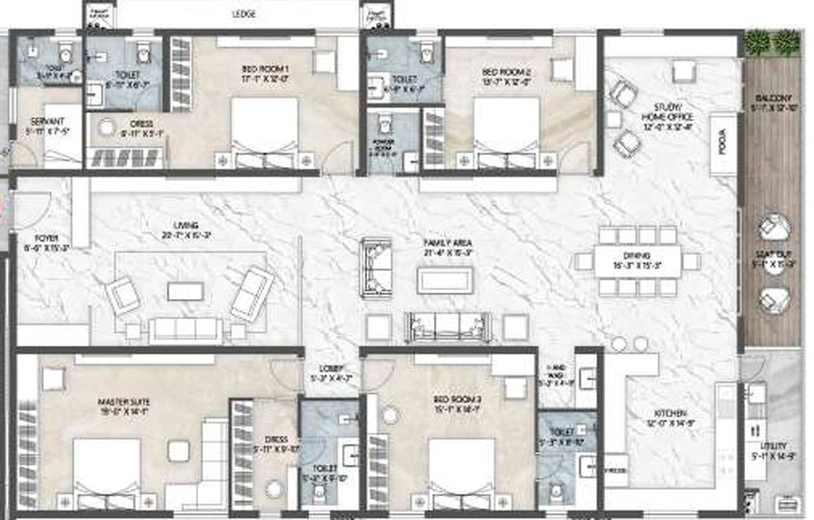 4 BHK Flat in Trishala Trilok in Rajendra Nagar, Hyderabad - Image 595085