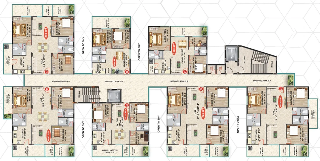 Floor Plan of RNR Tranquil Tower in Attapur, Hyderabad - Image 73913