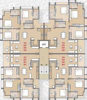 Floor Plan of Sanskrut Emerald Apartment in Prahlad Nagar, Ahmedabad - Image 73156