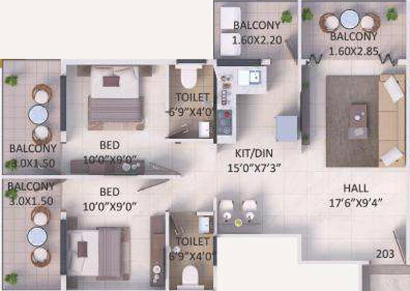2 BHK Flat in Yogeshwar Shivalik Sigma in Pathardi Phata, Nashik - Image 598797