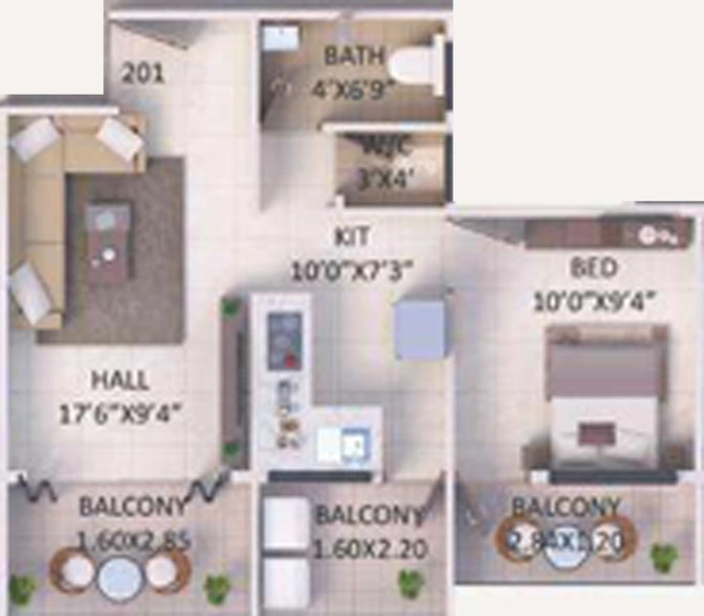 1 BHK Flat in Yogeshwar Shivalik Sigma in Pathardi Phata, Nashik - Image 598795
