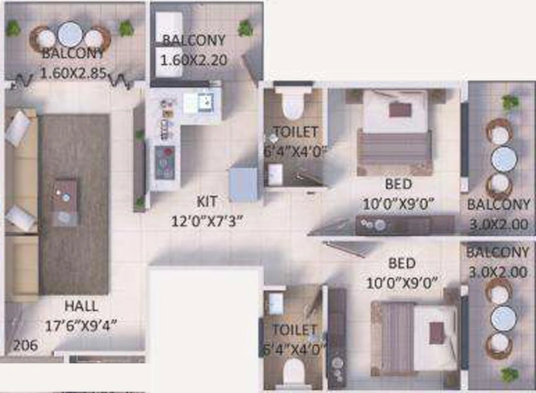 2 BHK Flat in Yogeshwar Shivalik Sigma in Pathardi Phata, Nashik - Image 598796