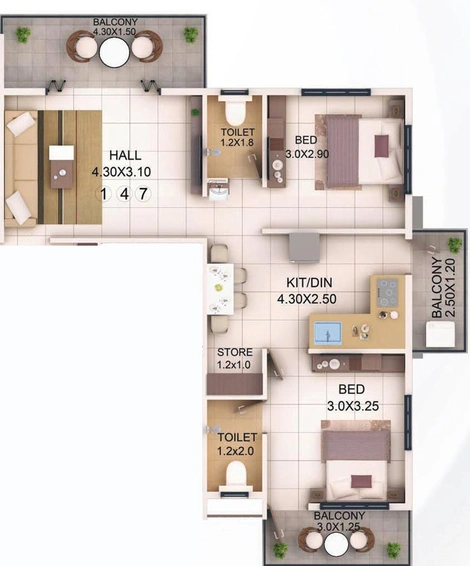 2 BHK Flat in Yogeshwar Shivalik Smruti in Pathardi Phata, Nashik - Image 598816