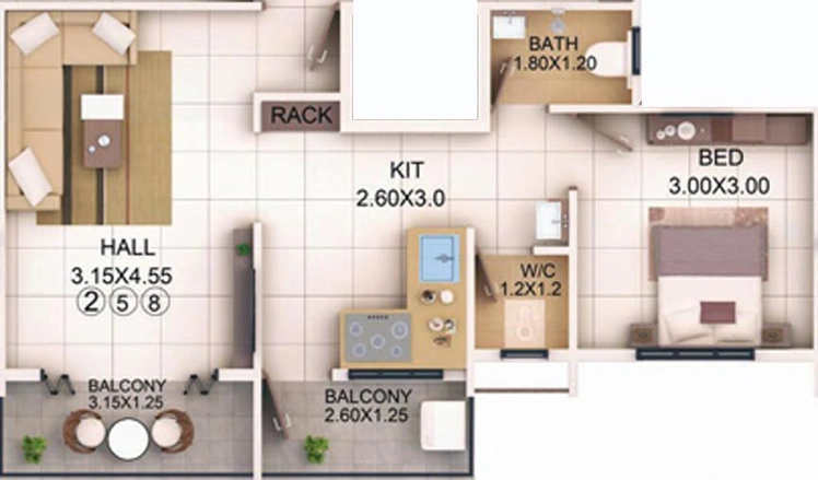 1 BHK Flat in Yogeshwar Shivalik Smruti in Pathardi Phata, Nashik - Image 598815