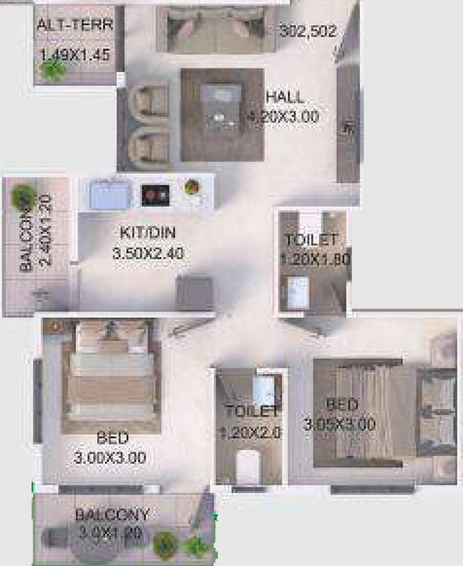 2 BHK Flat in Yogeshwar Shivalik Sparsh 2 in Indira Nagar, Nashik - Image 598670