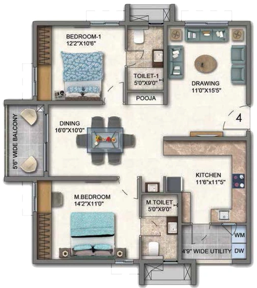 2 BHK Flat in Aparna Cyber Heights in Osman Nagar, Hyderabad - Image 593329