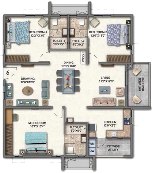 3 BHK Flat in Aparna Cyber Heights in Osman Nagar, Hyderabad - Image 593332