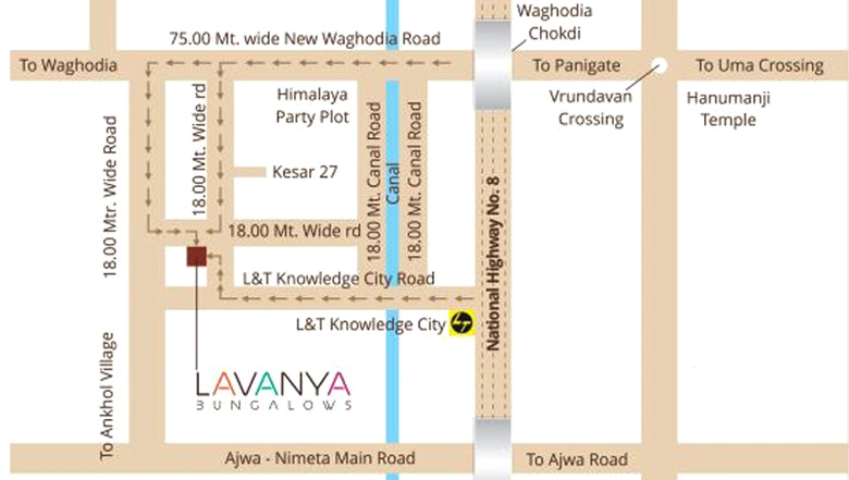 Location of Guru Lavanya Banglows Phase 1 in Waghodia Road, Vadodara - Image 103539