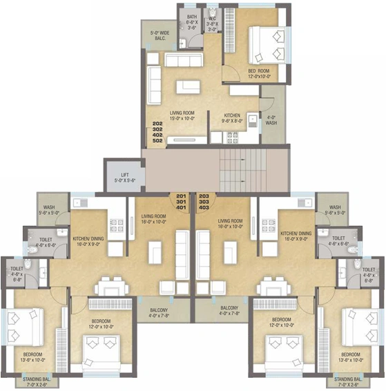 Floor Plan of Shreeji Pearl Garden in Bhayli Road, Vadodara - Image 74454