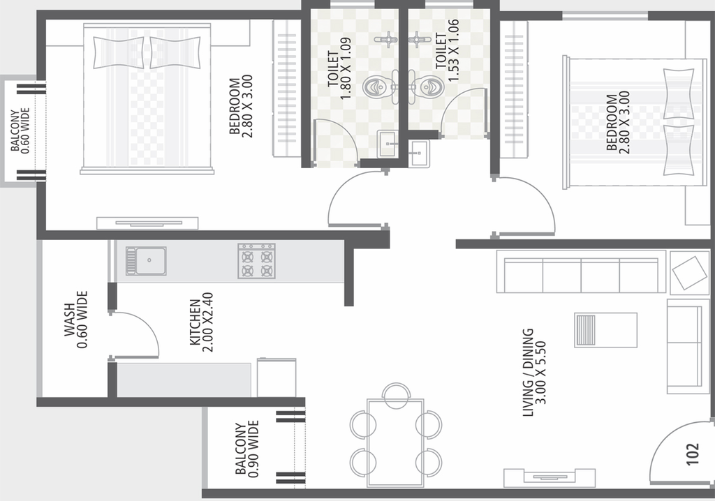 2 BHK Flat in Shreeji Safal Icon in Manjalpur, Vadodara - Image 597623