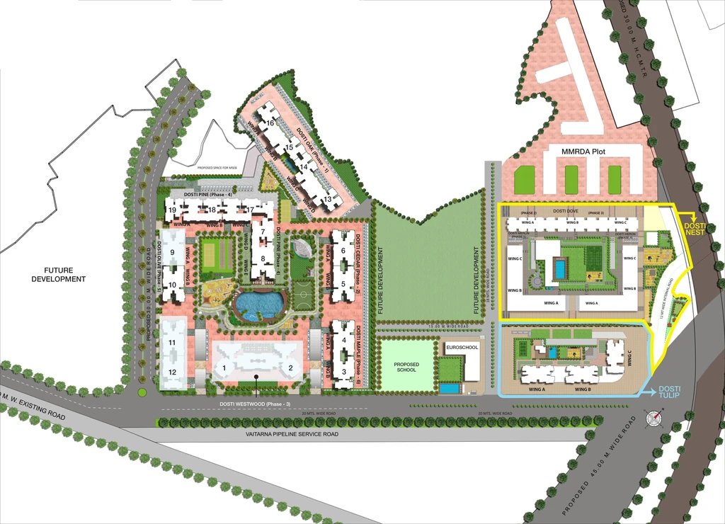 Master Plan of Dosti West County in Balkum Naka, Thane - Image 395521