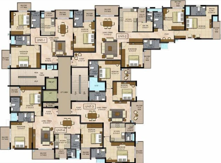 Floor Plan of Prestige Botanique in Basavanagudi, Bangalore - Image 75373