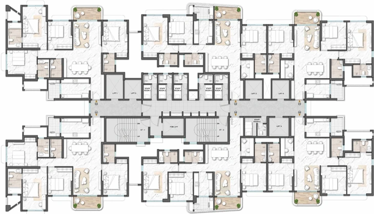Floor Plan of Lodha Stella in Kapurbawdi, Thane - Image 79835
