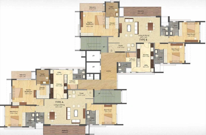 Floor Plan of Prestige Deja Vu in Pulikeshi Nagar, Bangalore - Image 75387