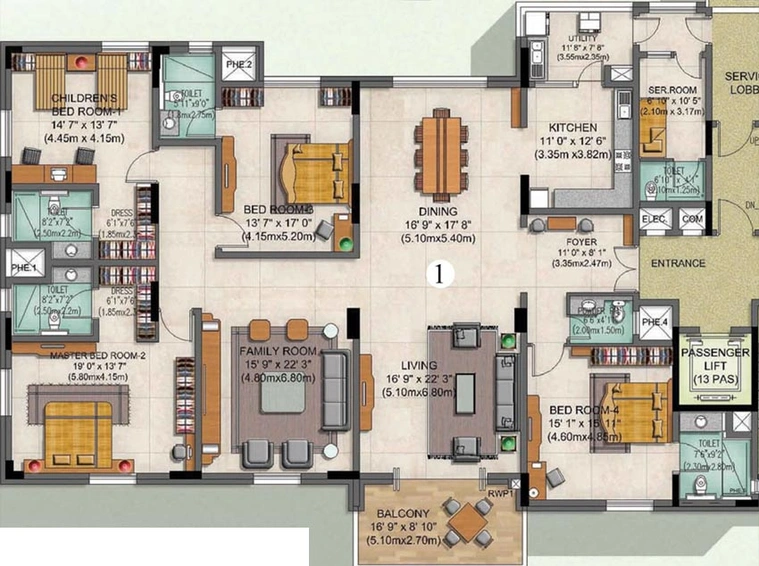 4 BHK Flat in Prestige Edwardian in Vasanth Nagar, Bangalore - Image 602128
