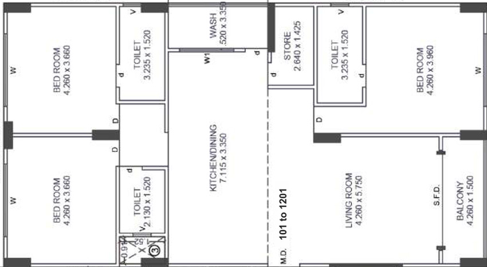 3 BHK Flat in Meru Valentina in Vesu, Surat - Image 602991