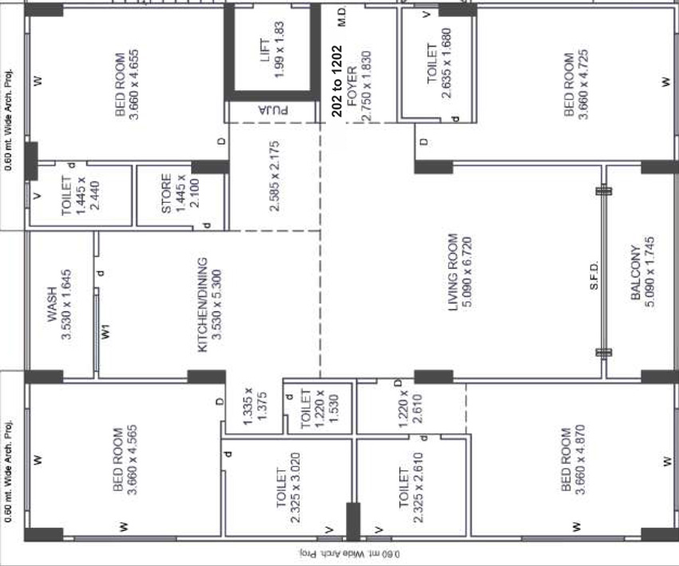 4 BHK Flat in Meru Valentina in Vesu, Surat - Image 602992
