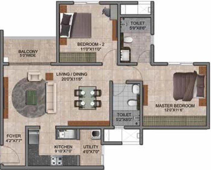 2 BHK Flat in Prestige Jindal City in Tumkur Road, Bangalore - Image 602156