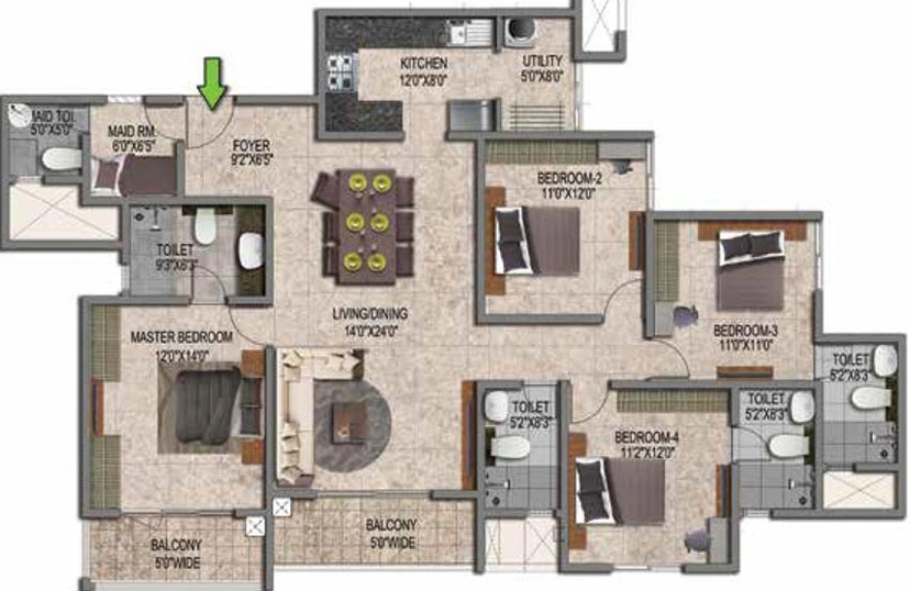 4 BHK Flat in Prestige Jindal City in Tumkur Road, Bangalore - Image 602160
